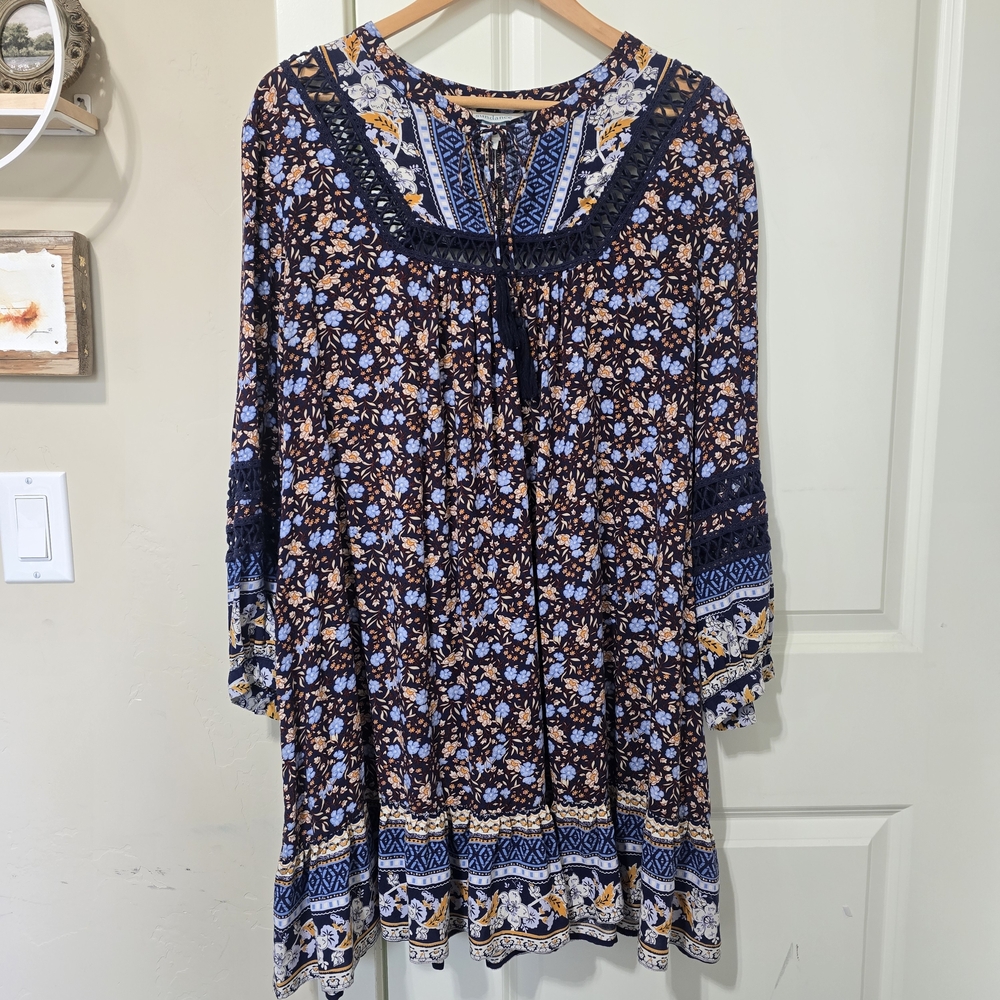 Sundance Simona Patchwork Boho Peasant Floral Min… - image 2